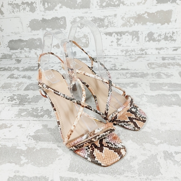 NEW BP. Slip On Snakeskin Heeled Strappy Sandals W1098 - Picture 4 of 12